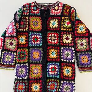 Vintage hand knit Colorful Crochet Cardigan xs/s